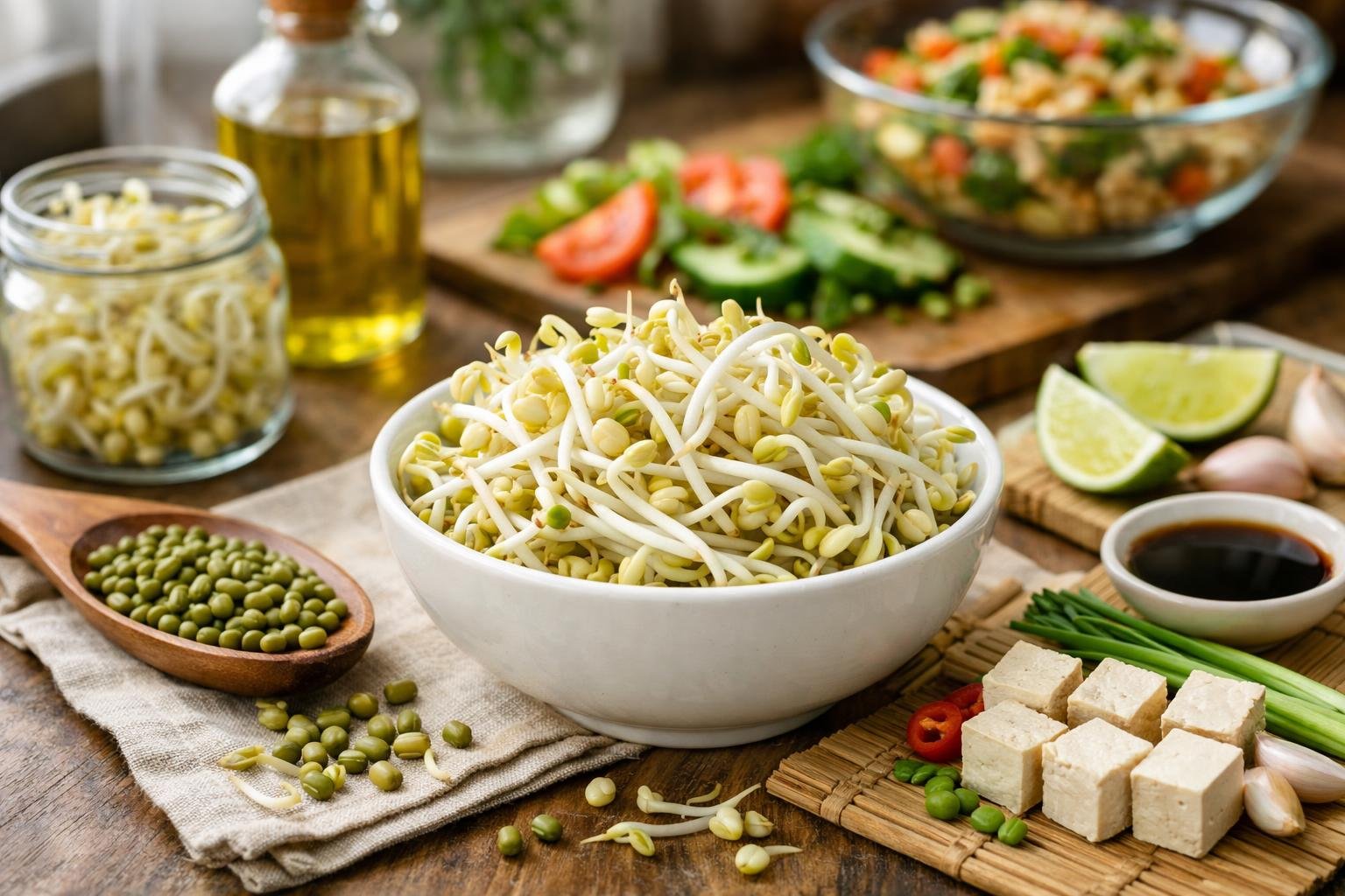 Friss babcsíra egy fehér tálban, körülötte zöldségek és fűszerek.